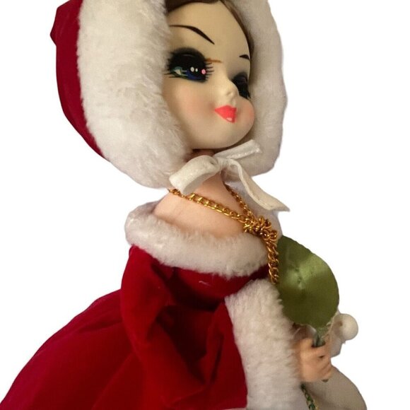 Artmark 1977 Boudoir 15" Big Eyes Christmas Doll Red Dress Victorian Vtg Korea - Picture 9 of 16
